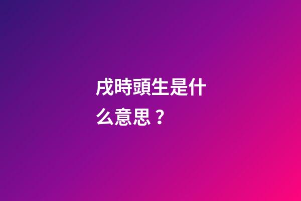 戌時頭生是什么意思？